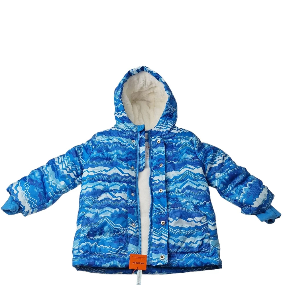 Cat & Jack Toddler Blue Tie-Dye Wave Quilted Fleece Lined Winter Coat 2T NWT